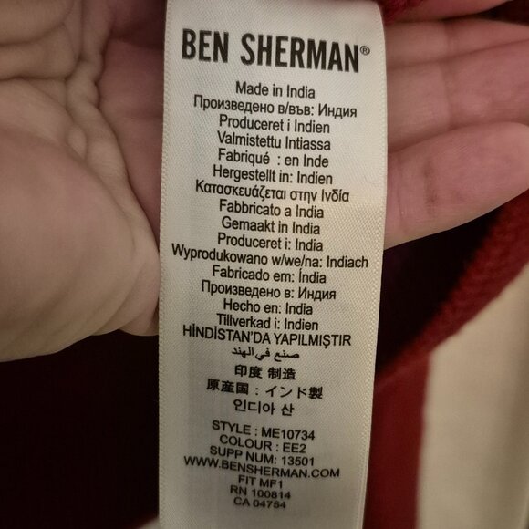 BEN SHERMAN LAMBSWOOL BLEND   BUTTON CARDIGAN CRIMSON MENS Small - Picture 3 of 11